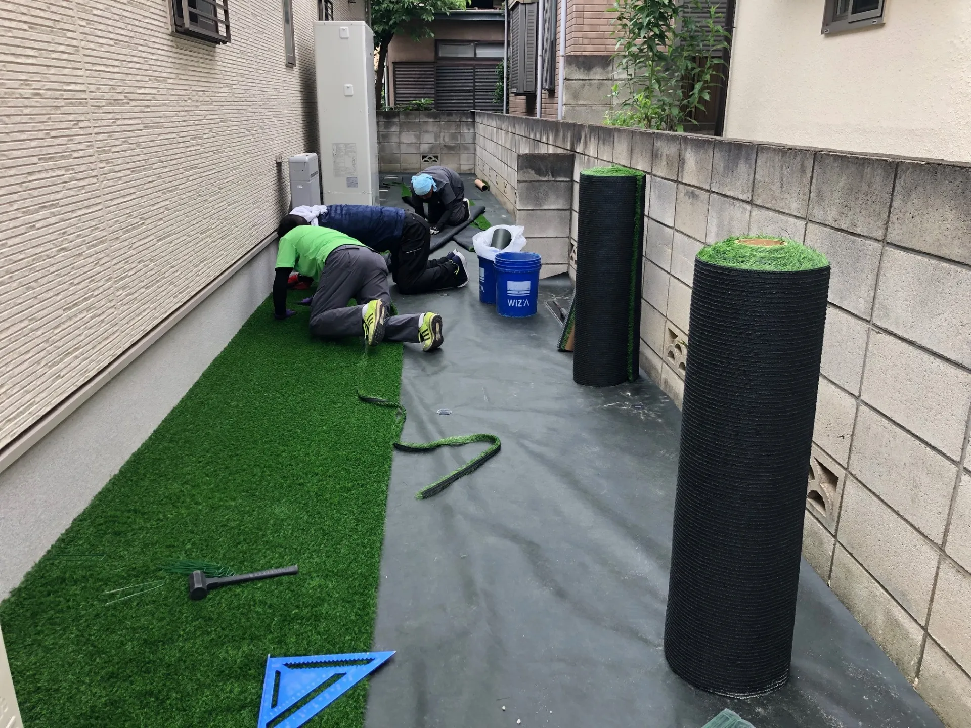 人工芝施工風景