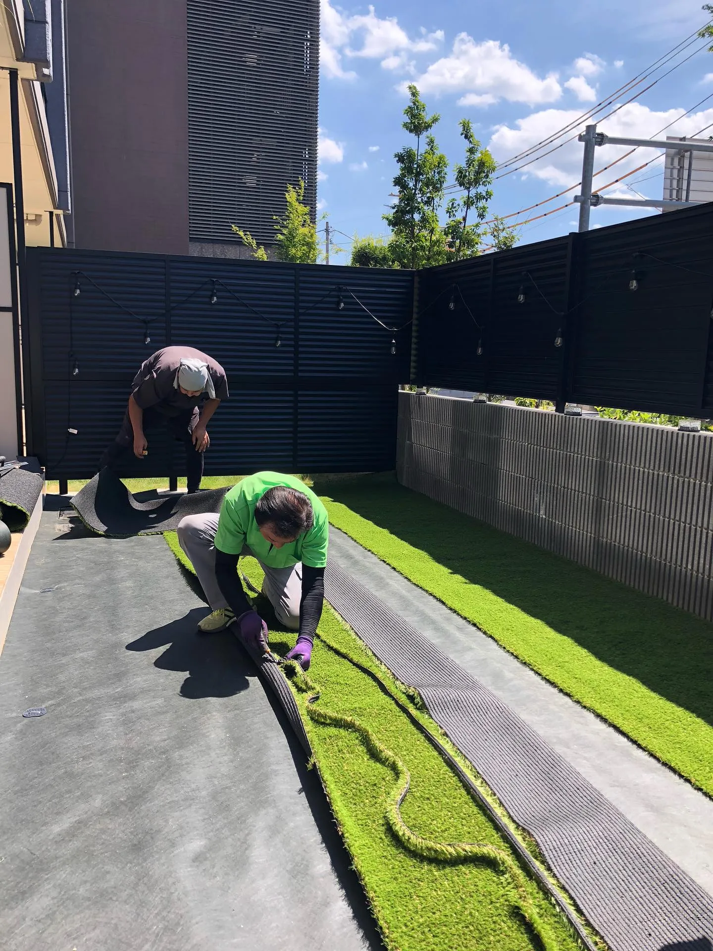 埼玉県飯能市の新築マンション🏢1階にお住まいの専用庭に、人工...