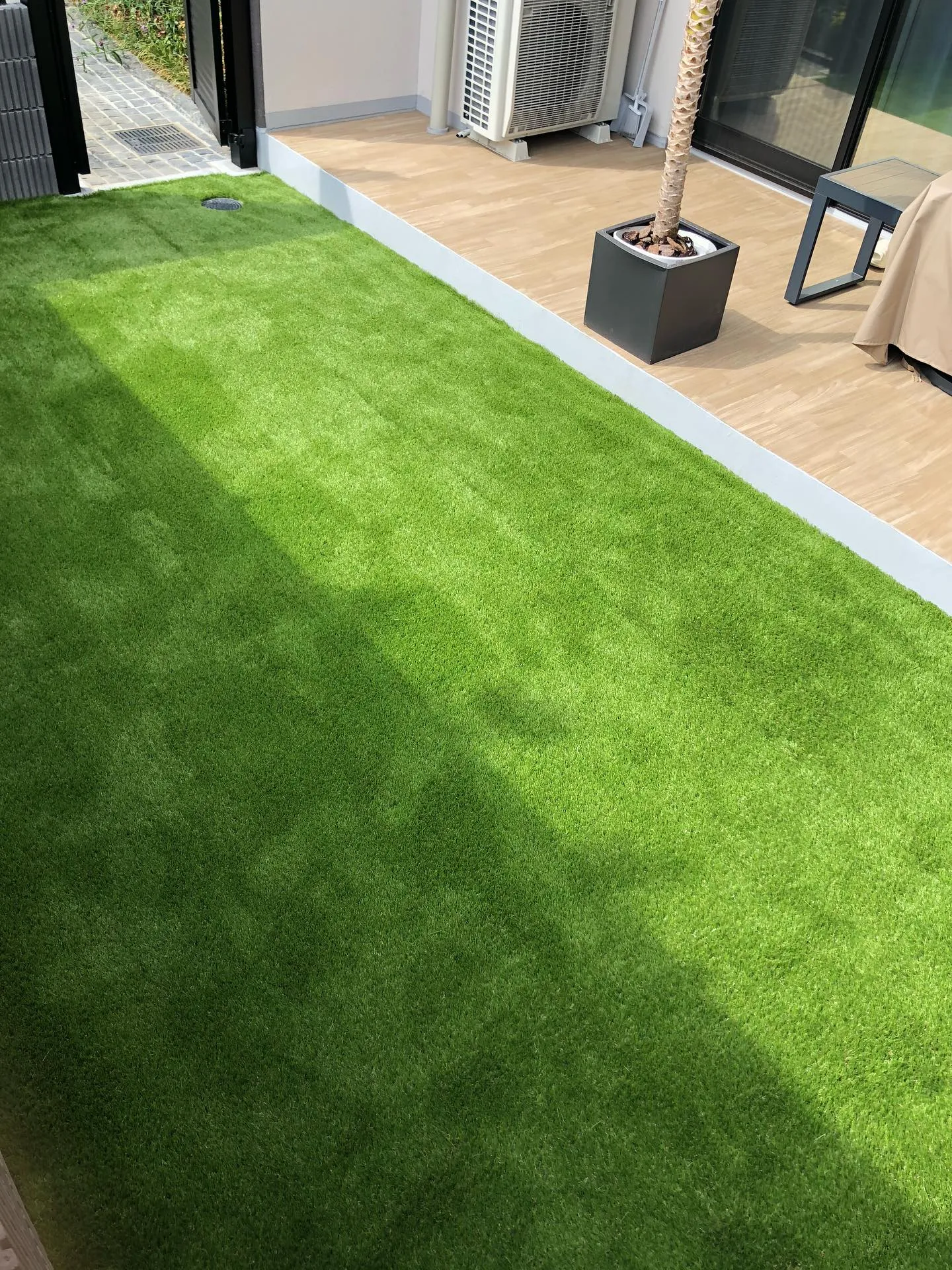 埼玉県飯能市の新築マンション🏢1階にお住まいの専用庭に、人工...